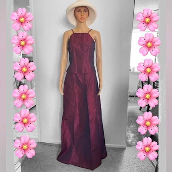 AFTER SIX Wine Iridescent Taffeta Long Skirt and Corset Formal Attire Size 10 - Picture 1 of 10